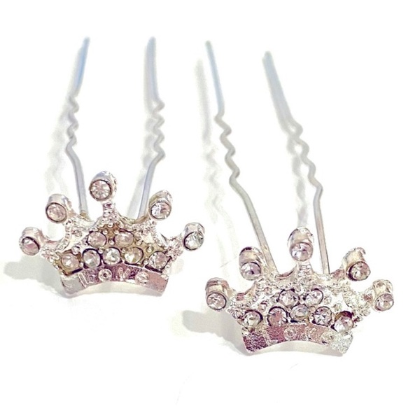 Princess Crown Updo hair sticks picks set of 2 - Picture 1 of 1